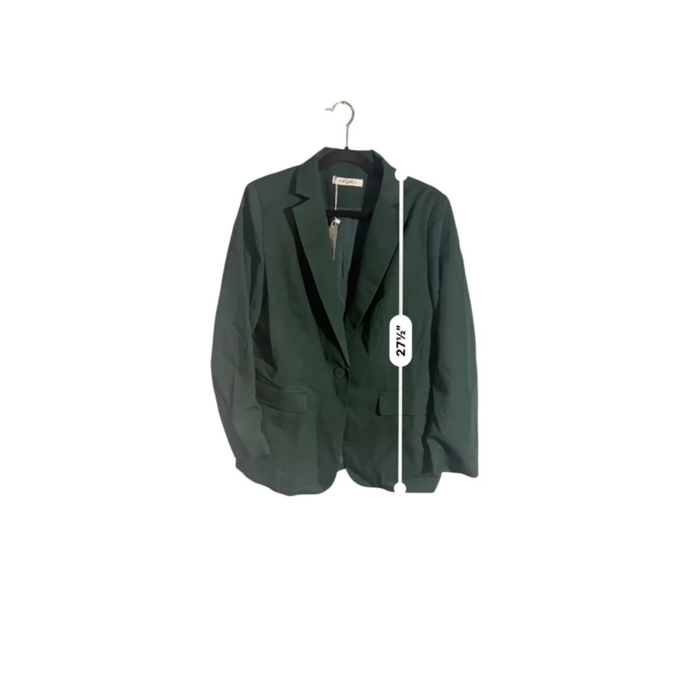 Women’s Size L Dark Green Single breasted Cicy Bell Dark Green Blazer Jacket - Picture 3 of 8